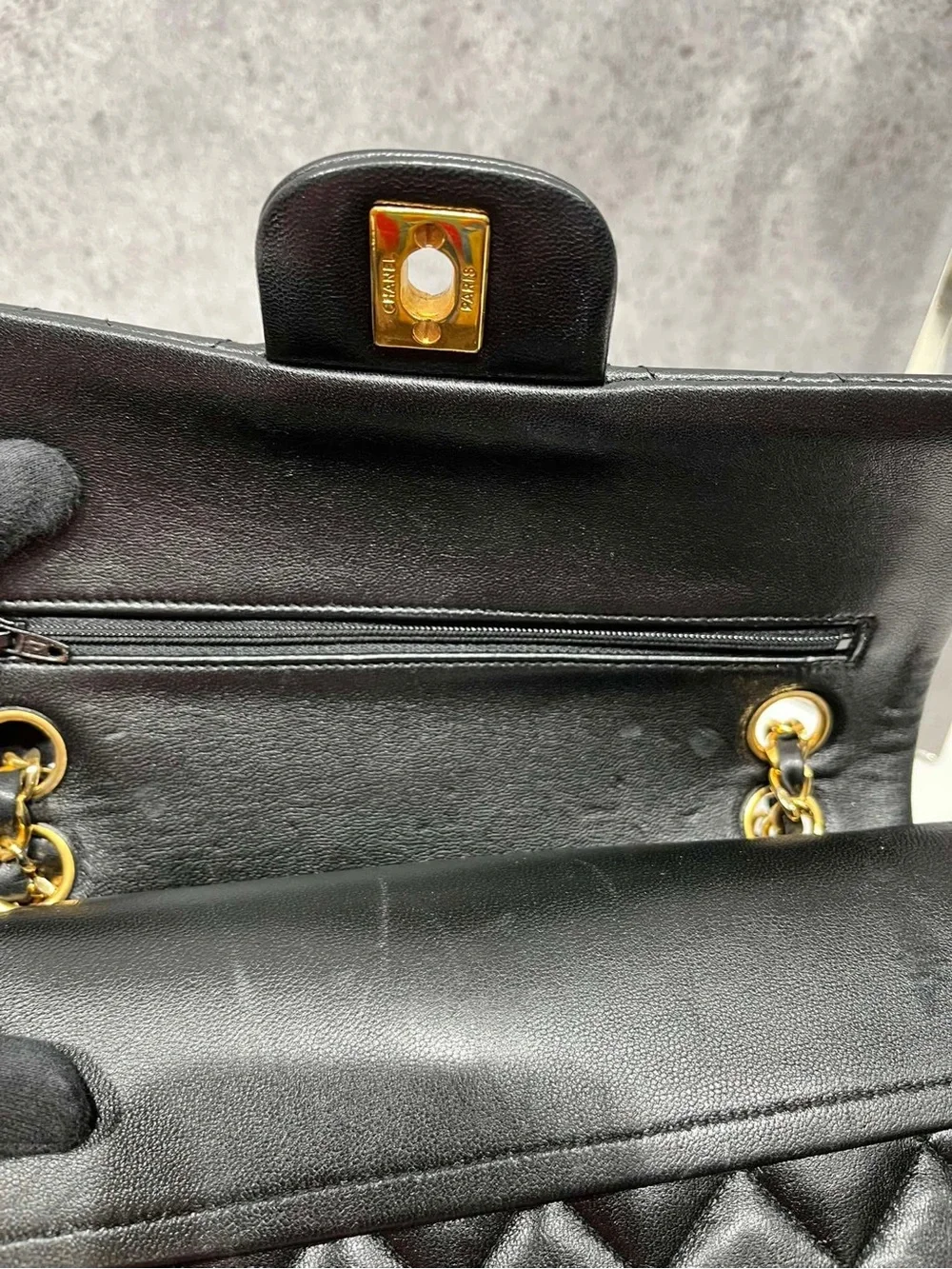 CHANEL Black Quilted Shoulder Bag with Gold Hardware